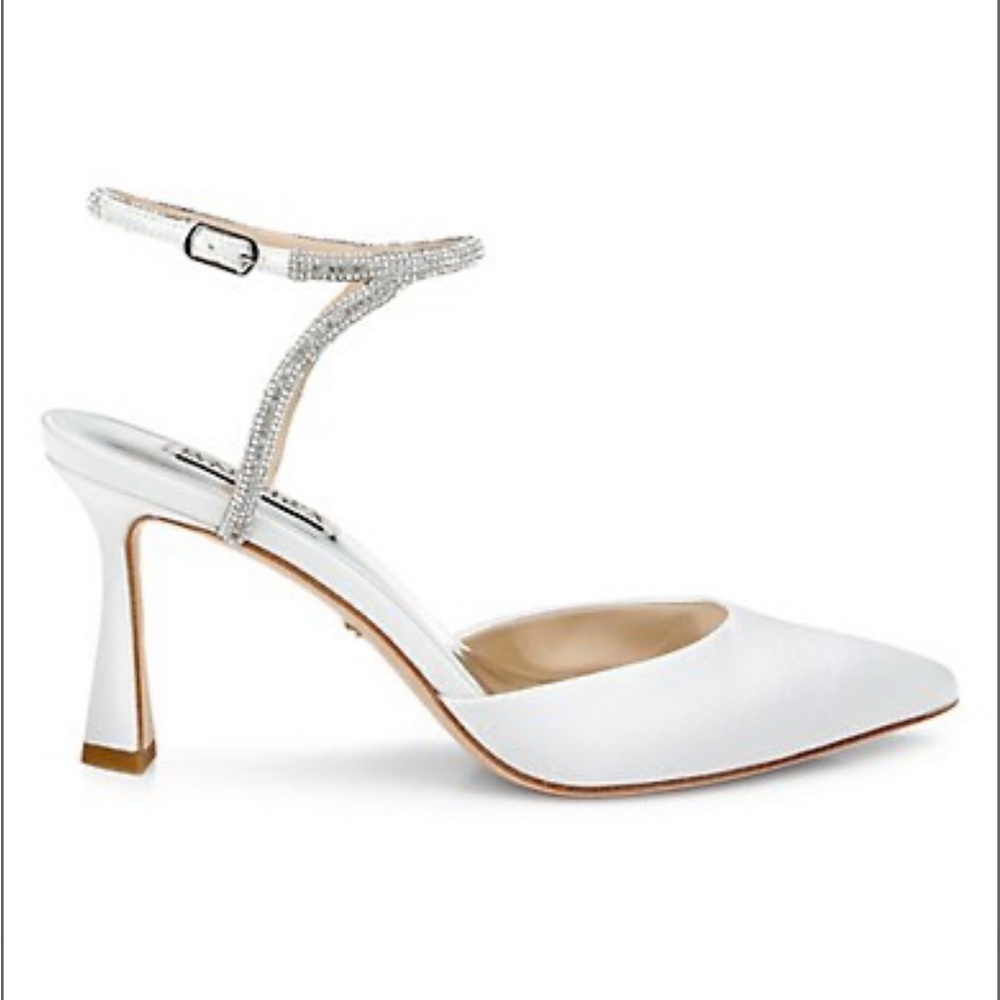 Badgley Mischka White Heels with Silver Accents